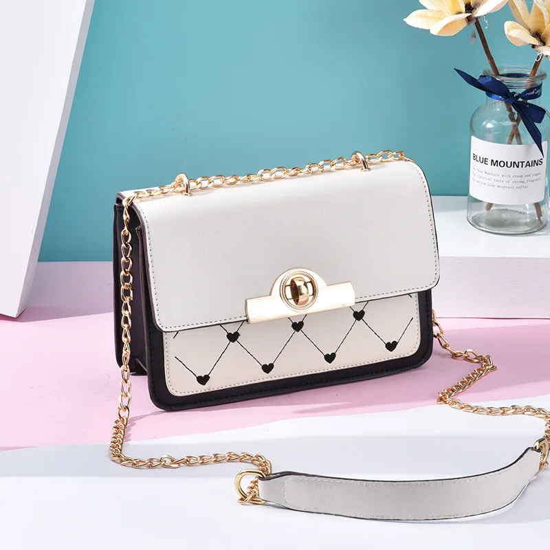 

Fashion Simple Small Square Bag Luxury Women's Handbag 2019 New High-quality PU Leather Chain Bag Embroidery Phone Shoulder Bags