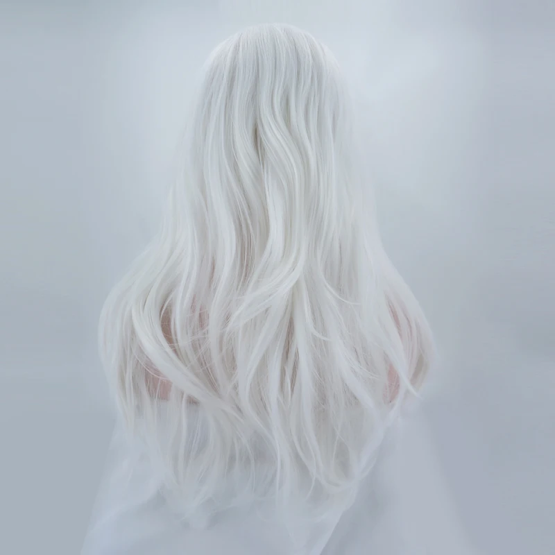 CosplaySalon 20-2" ежедневный белый волнистый женский кружевной передний длинный синтетический парик для Хэллоуина термостойкий H793060
