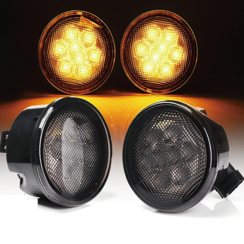 2PCS/Pair Grill Turn Signal Light For Jeep Wrangler JK 07 15 Kit Front
