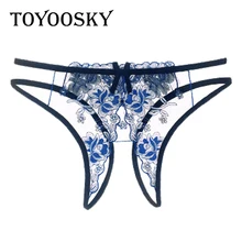 Новое поступление женское сексуальное нижнее белье с вышивкой Прозрачное нижнее белье с цветочным принтом Эротическое бикини с низкой посадкой Т-образное ночное белье