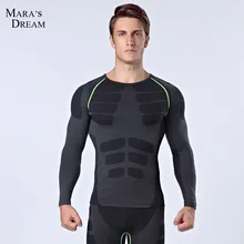 Удобная и дышащий с длинным рукавом спортивная рубашка быстросохнущие спортивные колготки мужские рубашки для бега фитнеса спорта Одежда