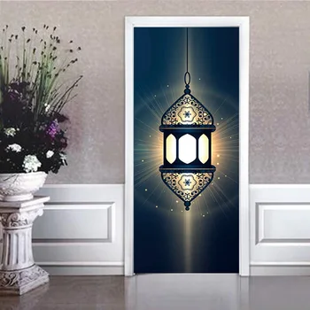

Muslin Style Door 3D Stickers Islamic Wall door Sticker for Bedroom Living Room Decor Wallpaper Poster PVC Waterproof Decal