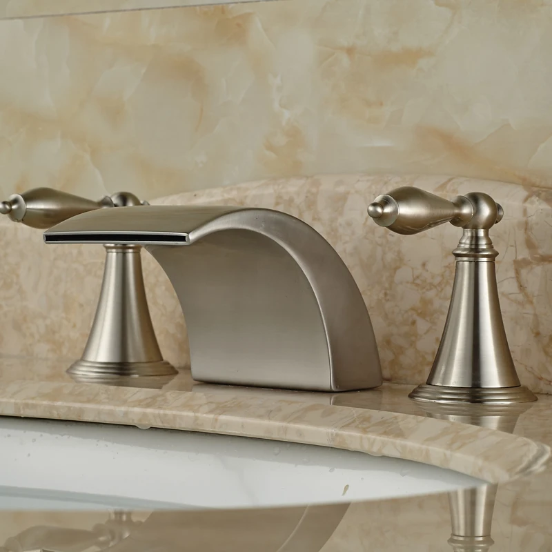 Hot Best Quality Bathroom Faucet Two Holders Three Holes With Hot Best Quality Bathroom Faucet Two Holders Three Holes With Widespread Spout Brushed In Basin Faucets From Home Improvement On Aliexpress