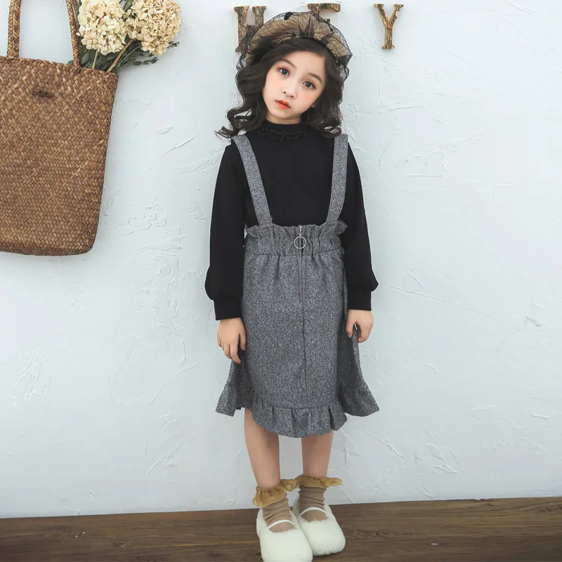 

Girls Clothing Set 2018 Toddler Kids Clothes Long Sleeve Sweatshirt + Jumpsuit Dress 2pcs Back To School Tracksuit 3 4 5 6 10 12