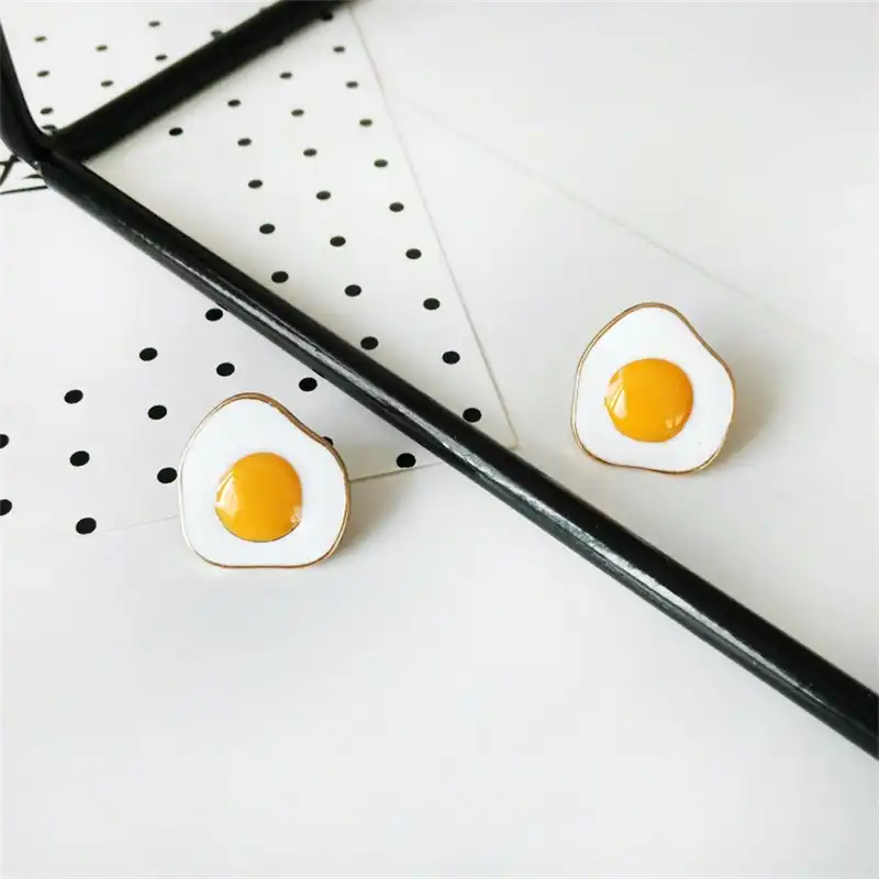 Mingqi Creative Fun Egg Yolk Yellow Earrings Anese And Korean Mingqi Creative Fun Egg Yolk Yellow