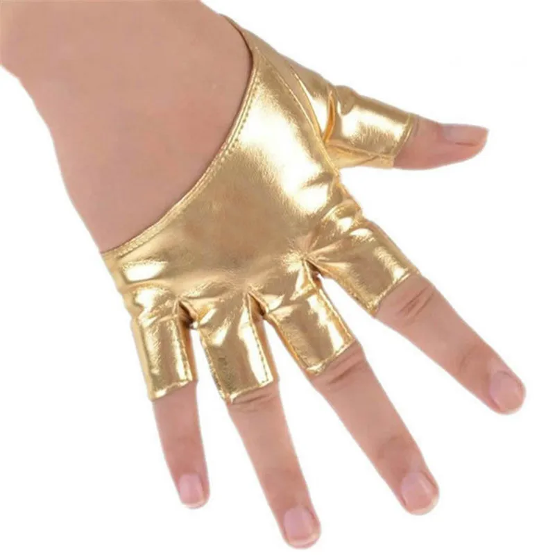 Режим Frauen PU-lederne панк Halb пальмовый палец вождения Dacning anzeigen Handschuhe
