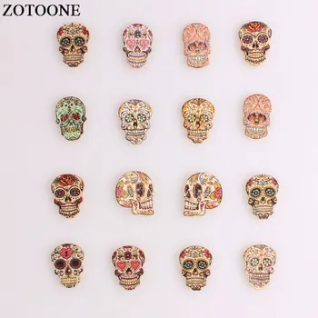 

ZOTOONE Fashion Skull Buttons Wood Sewing Scrapbooking Random Color Two Holes Needlework Sewing Buttons DIY Clothing Accessories