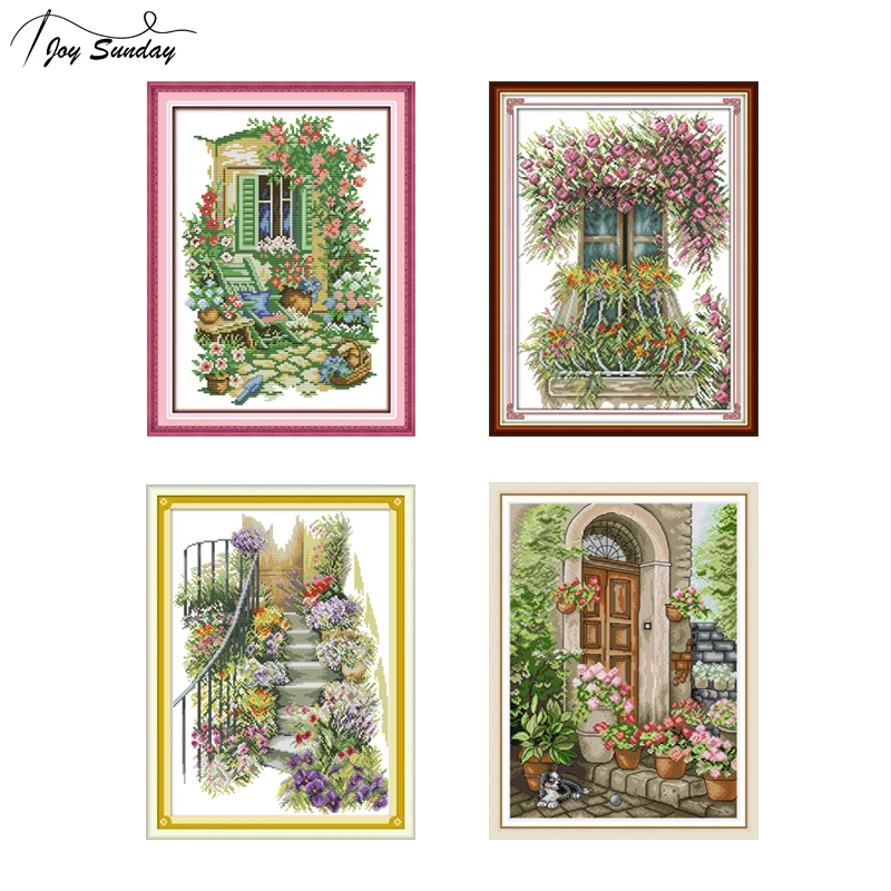 

Joy Sunday Landscape Patterns Printed Cross Stitch Kits DMC Threads 11ct 14ct Aida Canvas Embroidery Fabric for Cross Stitching