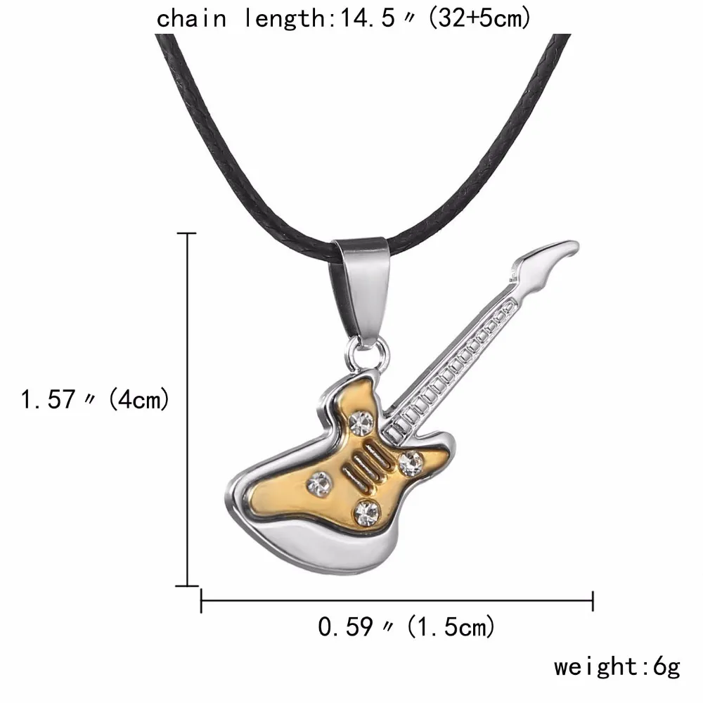 6 видов конструкций кулон цепи подарок аксессуары музыкальные ювелирные изделия инструменты колье из нержавеющей стали ожерелья «гитара» панк рок ожерелье