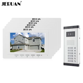 

JERUAN Apartment Doorbell intercom 7 inch video intercom door phone system 6 Monitor 700TVL IR Night Vision Camera for 6 house