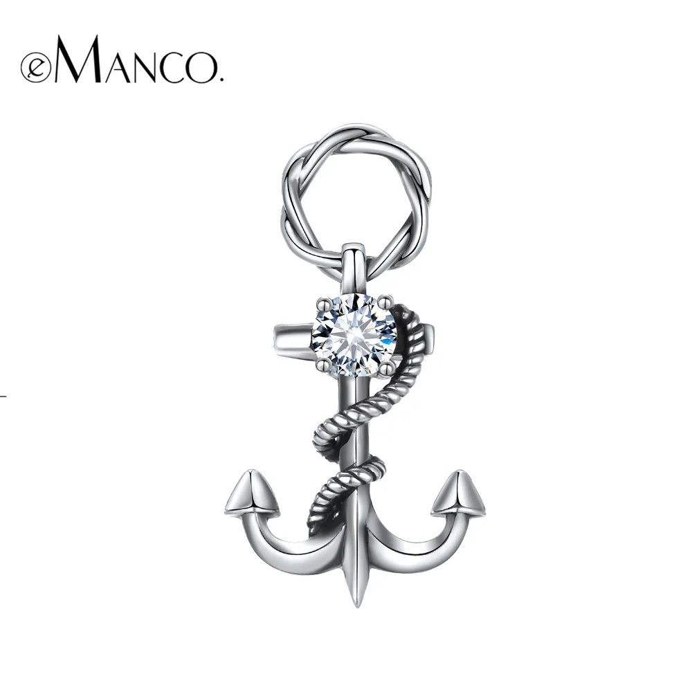 e-Manco 925 Sterling Silver Gothic Corsair Zircon Pendants Wholesale Cross Anchor Necklaces New Arrival Gifts