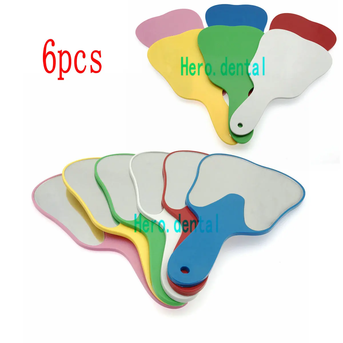 6pcs Cute Handle Dental Mirror Tool Unbreakable Patient Hand Mirror