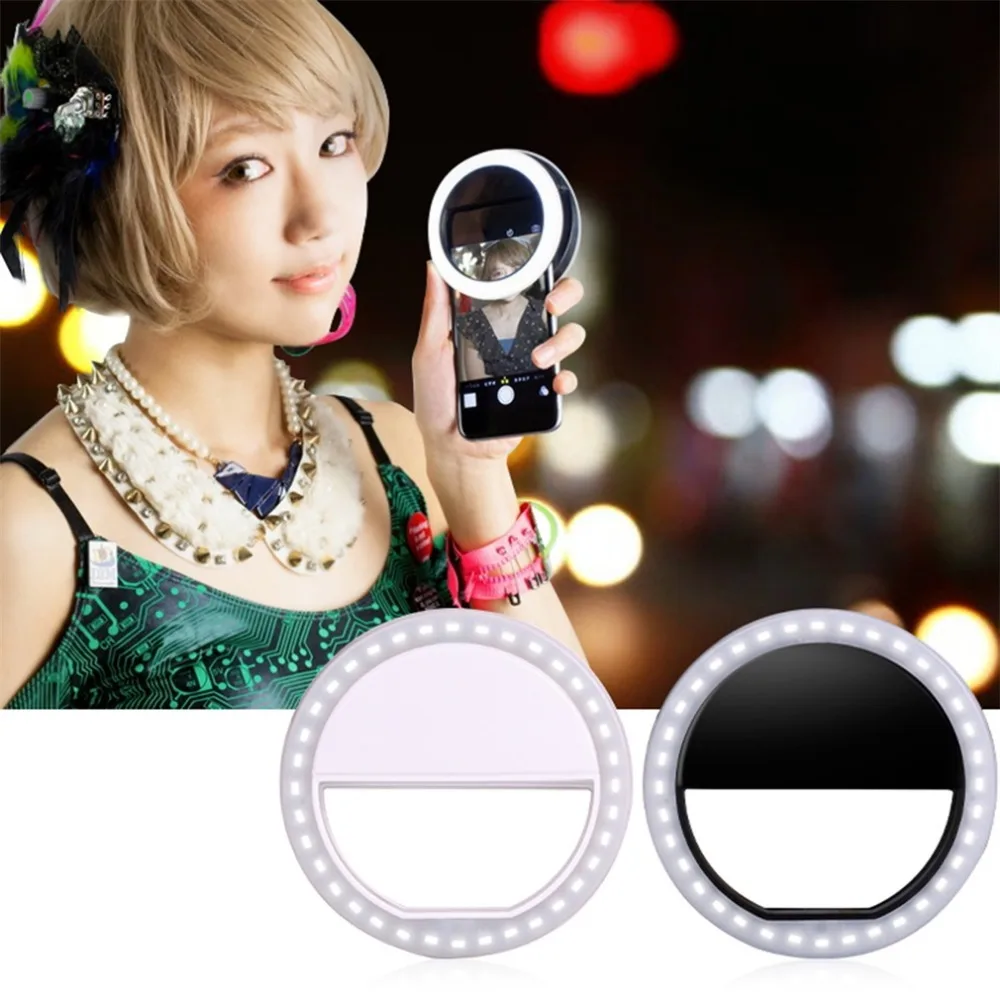 

Universal Selfie LED Ring Flash Light Portable Mobile Phone 36 LEDS Selfie Lamp Luminous Ring Clip For iPhone 8 7 6 Plus Samsung