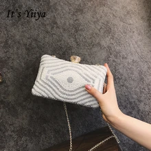 It s Yiiya Silver Black Red Fashion Designer Party Dinner Bags Chains Beading Prom Day Clutches