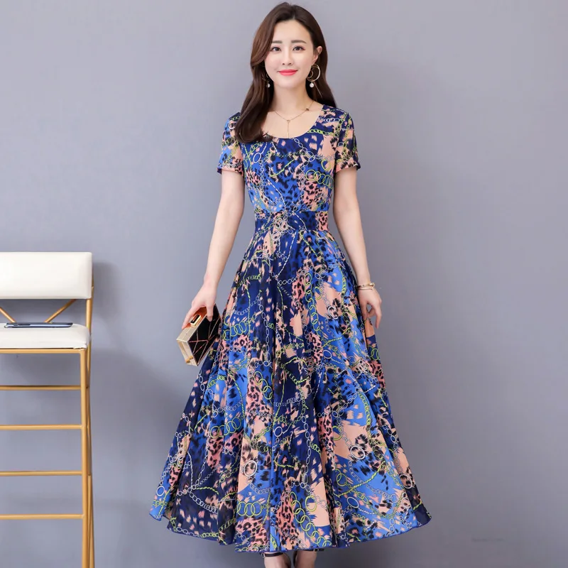 

Women's dress 2019 summer new chiffon dress fashion slim bohemian beach dress large size M-3XL high quality elegance vestidos