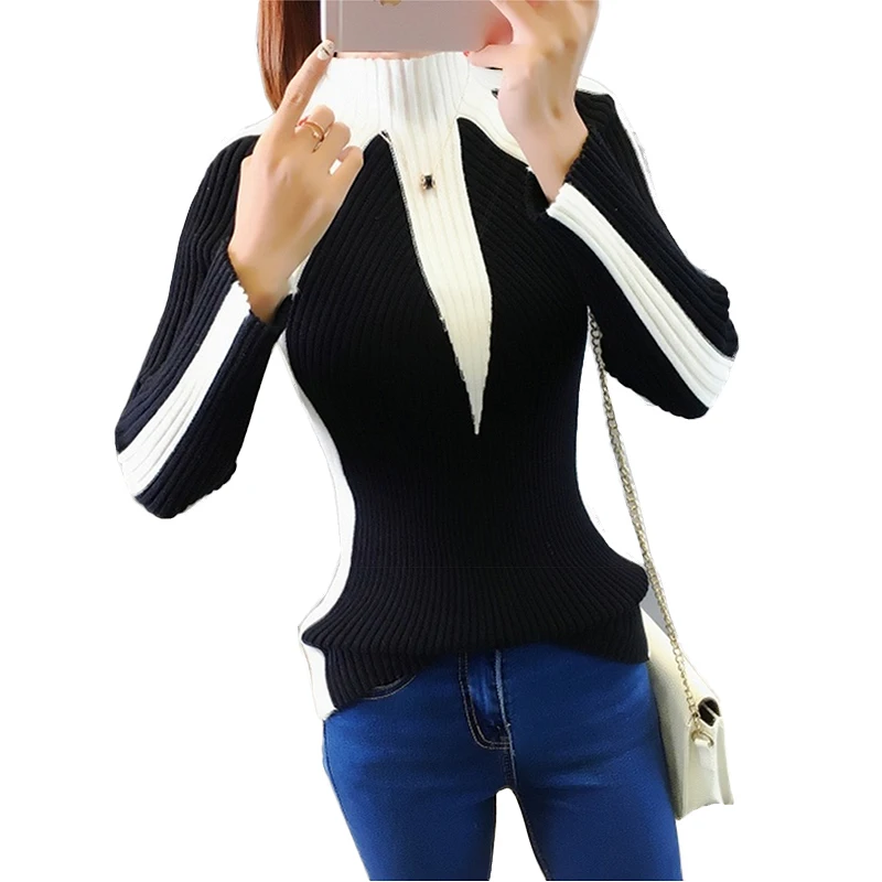 Winter Sweaters Women 2019 Fashion Jumpers Korean Hit Color Pullovers Knitting Pullovers Thick Christmas Sweater Pull Femme