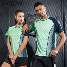 Одежда для настольного тенниса, рубашка для бадминтона, быстросохнущая дышащая спортивная рубашка с принтом для мужчин и женщин, теннисная футболка для тренировок
