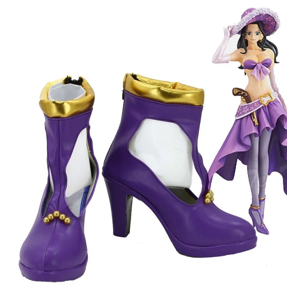 Nico Robin Shoes Cosplay Anime One Piece Nico Robin Cosplay Boots Purple  Shoes High Heel Custom Made Any Size - Shoes - AliExpress