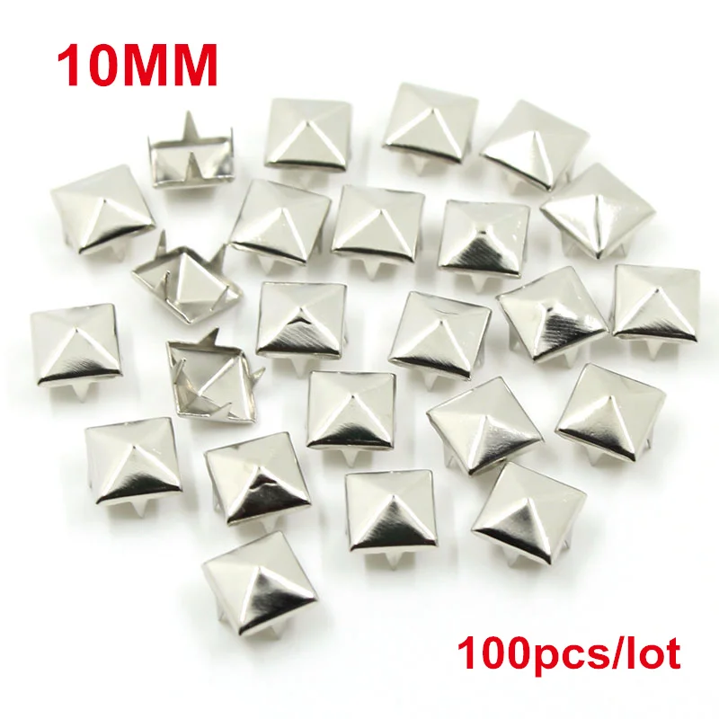100pcs DIY Spike Studs For Leathercraft & Punk Fashion – Square Pyramid Rivets In Gold, Silver, Bronze & Black
