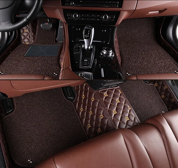Custom fit автомобильные коврики специально для Audi A4 B5 B6 B7 B8 allraod Avant A3 A6 C6 C7 A7 A8 Q3 Q5 Q7 5D Стильный коврик для автомобиля ковры - Название цвета: luxury Coffee
