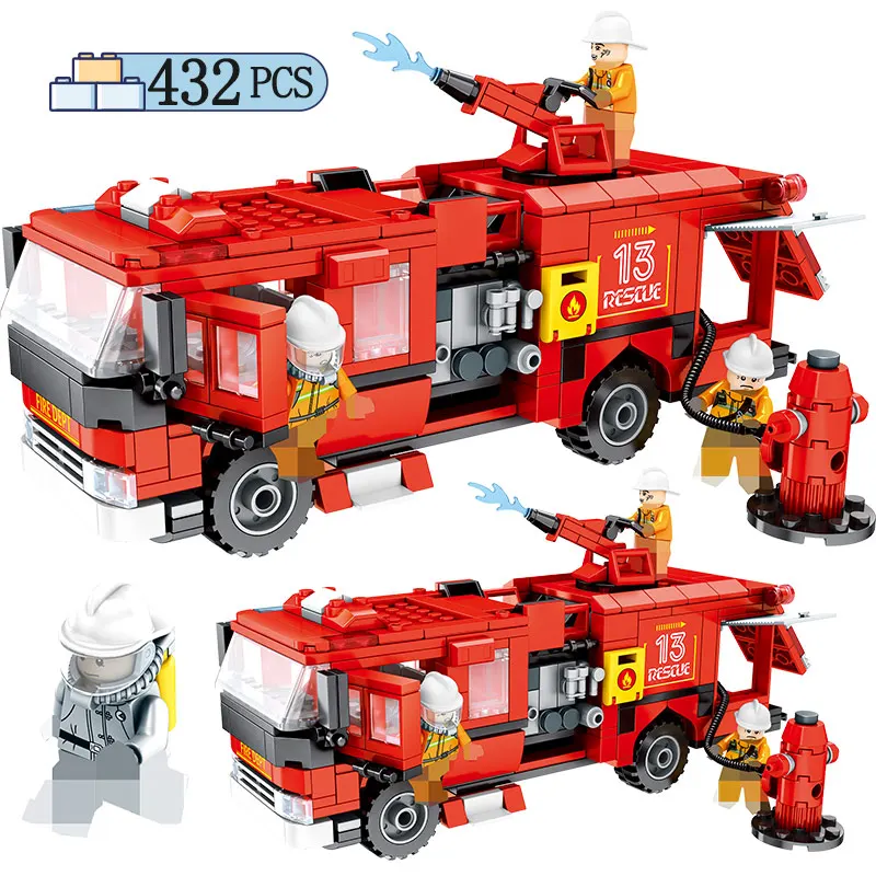 

432pcs League of Legends Series Fire Brigade Resue Building Blocks Compatible Legoing City Police Foam Fire Truck Toys for Kids