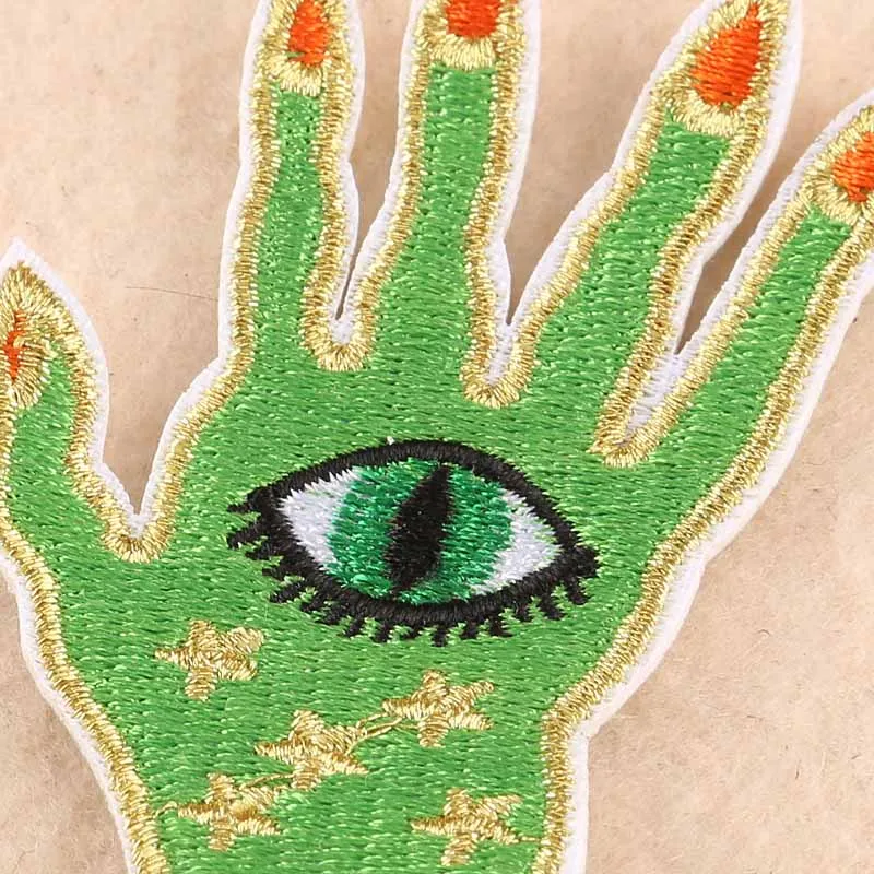 Зеленые руки с глазами зомби пальцы клеящиеся утюгом украшения нашивки для одежды наклейки одежда аксессуары