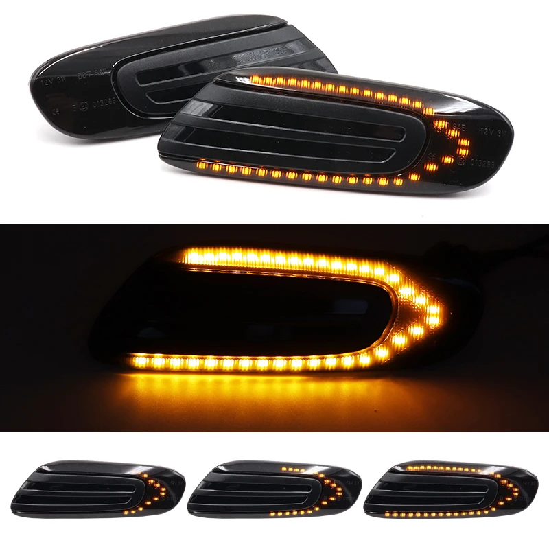 QIDIAN 1 Pair Flowing Dynamic /& Normal Sequential Blinker Light for MINI Cooper R50 R52 R53 Car LED Side Marker Light Side Turn Signal Light Dynamic black