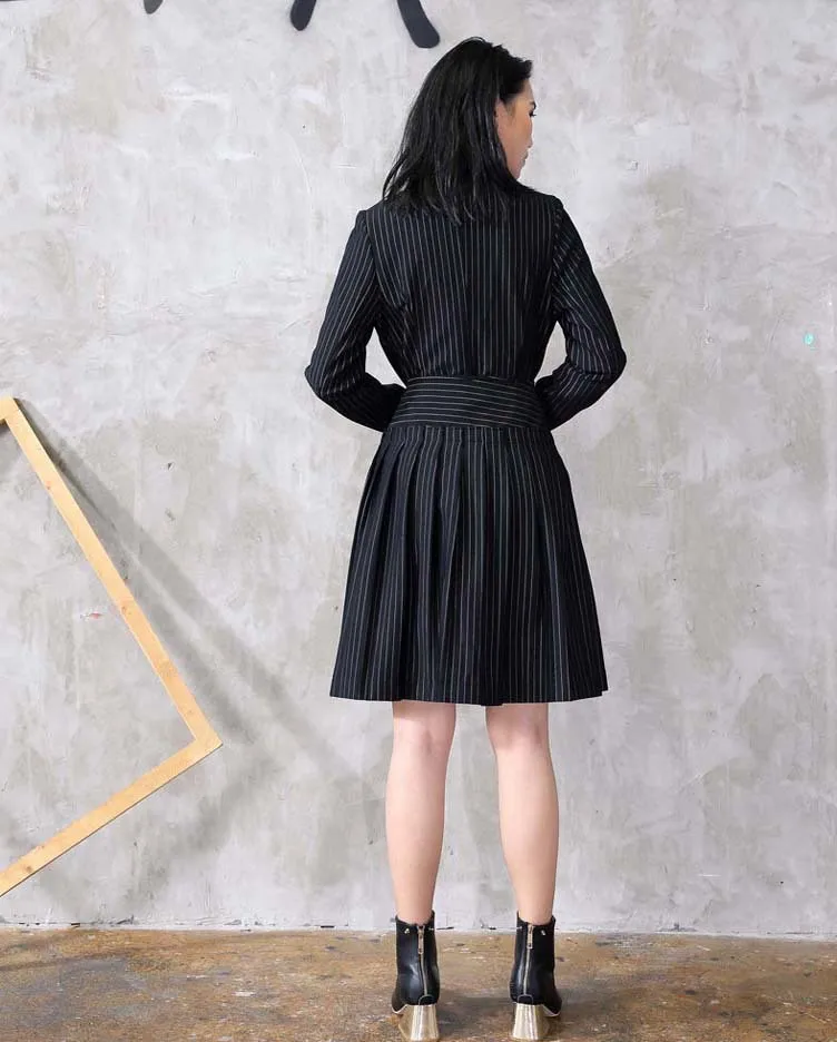 2018 Fall/winter women stripe blazers coat Chic elegant Asymmetrical draped blazer jackets D247