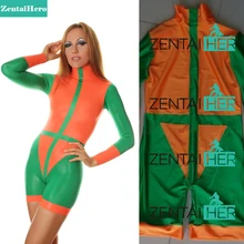 Free Shipping DHL Sexy Women Green Orange Zentai Mini Suit Catsuits Leotard For Events and Halloween