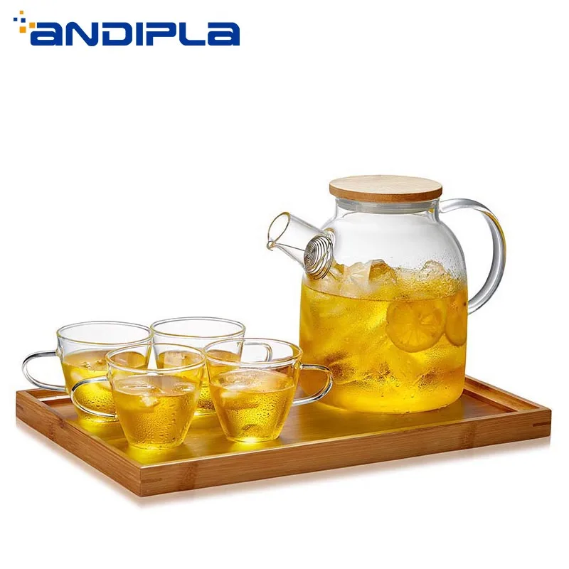

1800ML Large Capacity Transparent Heat Resistant Glass Tea Pot with Filter Kung Fu Tea Set Teapot Teacup tea tray Kettle Teaware