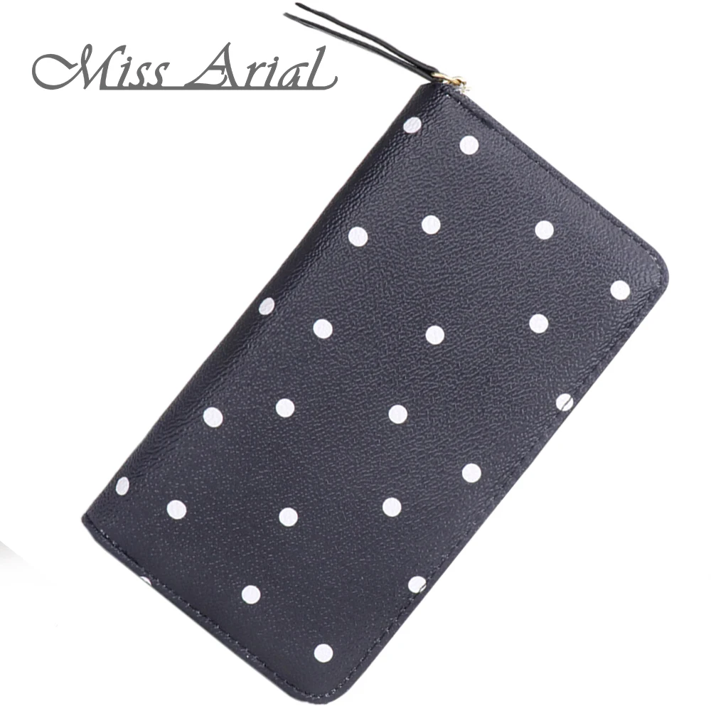

Zipper Long Wallet Women Polka Dot Wallet Dots Female Purse Coin Wallet Femal Ladies Purse Card Holder Wristlet