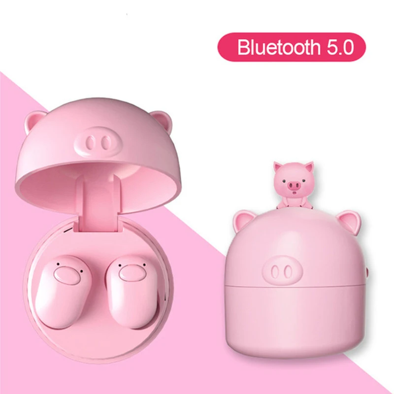 TWS розовый поросенок беспроводные милые наушники Bluetooth 5,0 водонепроницаемые наушники гарнитура стерео наушники с микрофоном для девочек