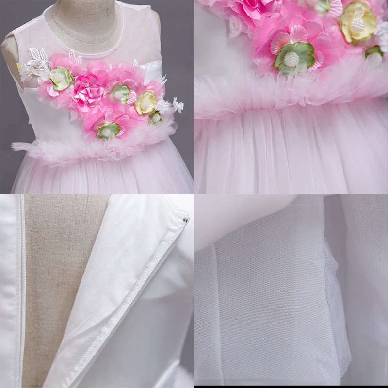 Красивое элегантное платье для свадебного банкета для девочек; коллекция года; пышные платья; платья для первого причастия; вечерние платья с наклейками для девочек