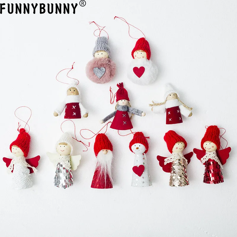 

FUNNYBUNNY New Year Decor Christmas Angel Doll Toy Christmas Decorations For Home Kid New Year Gift Xmas Hanging Pendant Doll