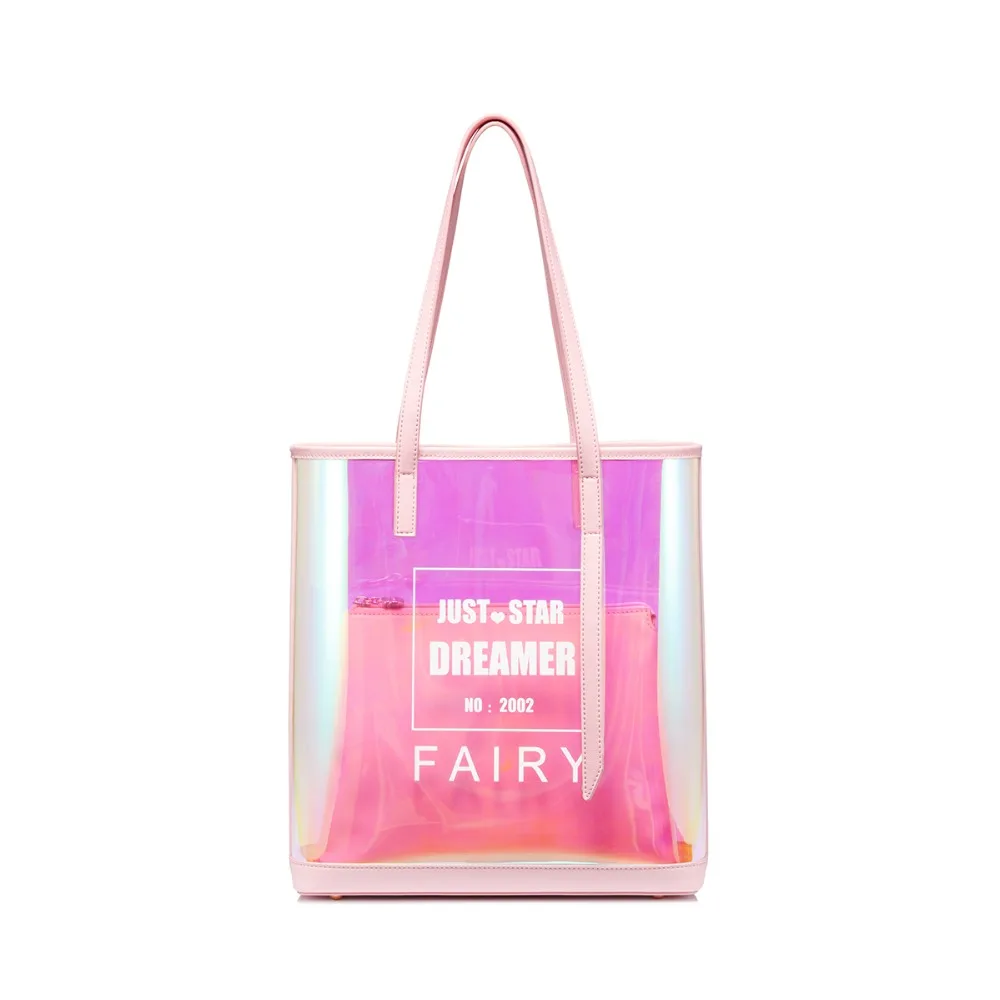 

Brand Women's TPU Shoulder Bags Female Transparent Beach Summer Handbags Ladies Fashion Colorful Jelly Tote Purse