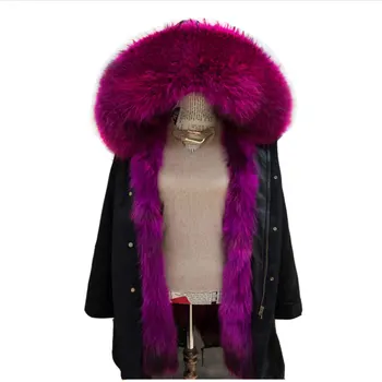 

Hot Sale New 2017 Winter Women's Fashion Big Real Raccoon Hooded & Real Raccoon Fur Liner Thick Jackets Parkas Outwear Lady