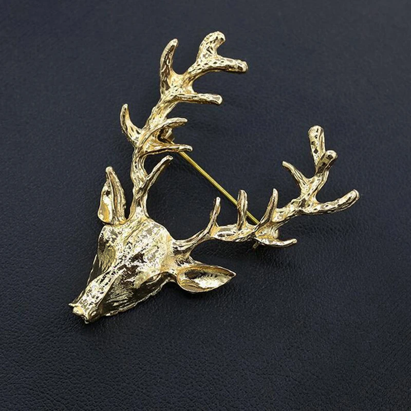 LNRRABC Fashion Golden&Bronze Deer Antlers Head Pins And Brooches Scarf T-shirts lapel pins broches para as mulheres Bijoux