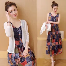 Хлопковое льняное платье из двух частей, женское летнее платье больших размеров, женское облегающее платье на завязках, платье с тонкой верхней одеждой, костюмы ff08