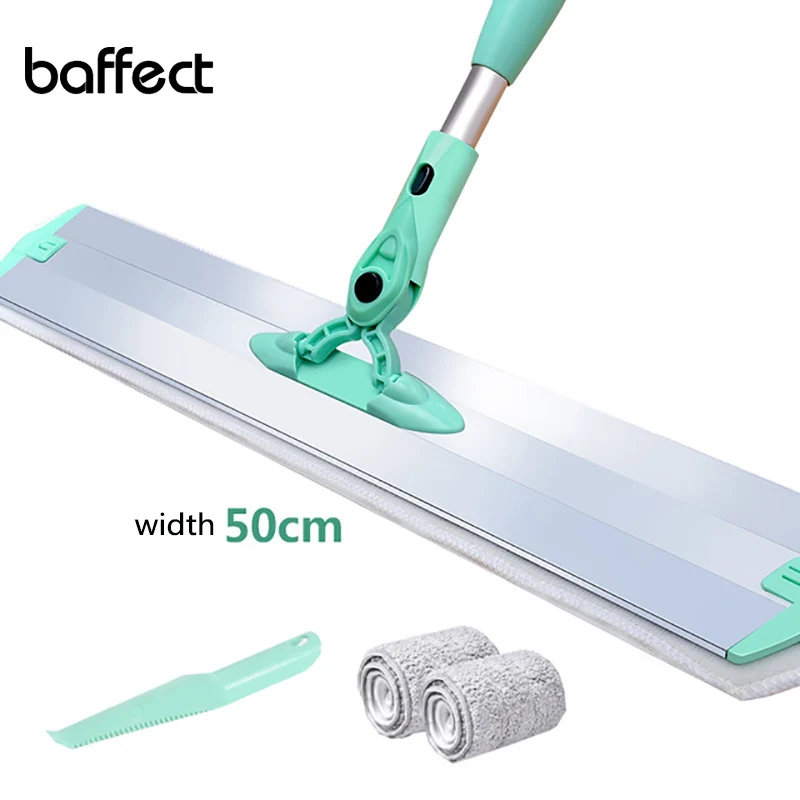 

Baffect 50cm Aluminum Plate Flat Mop Floor Cleaning Mop With Microfiber Mat ScalableUltra-thin Mop Household Cleaning Tools