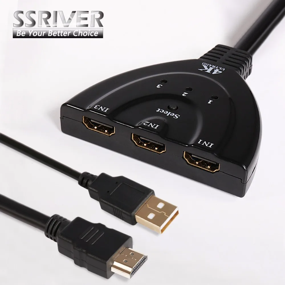 Ssriver HDMI HUB MINI 3 Порты и разъёмы коммутатор 1080 P 3D переключатель Splitter в 1 с USB кабель