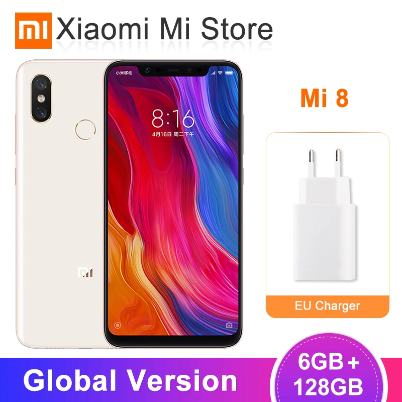 Международная версия Xiao mi 8 6 ГБ ОЗУ 128 Гб ПЗУ Восьмиядерный процессор Snapdragon 845 21