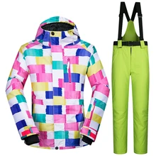 Сноубординг костюмы бренды высокого качества, непродуваемый водонепроницаемый дышащий термальный снег куртка и брюки комплект одежды лыжный костюм для женщин