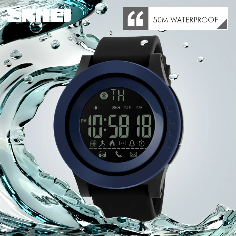 

SKMEI Men Women Bluetooth Smart Watch Calorie Pedometer For Apple IOS Android Hours 50M Waterproof Digital Mens Smartwatch Clock