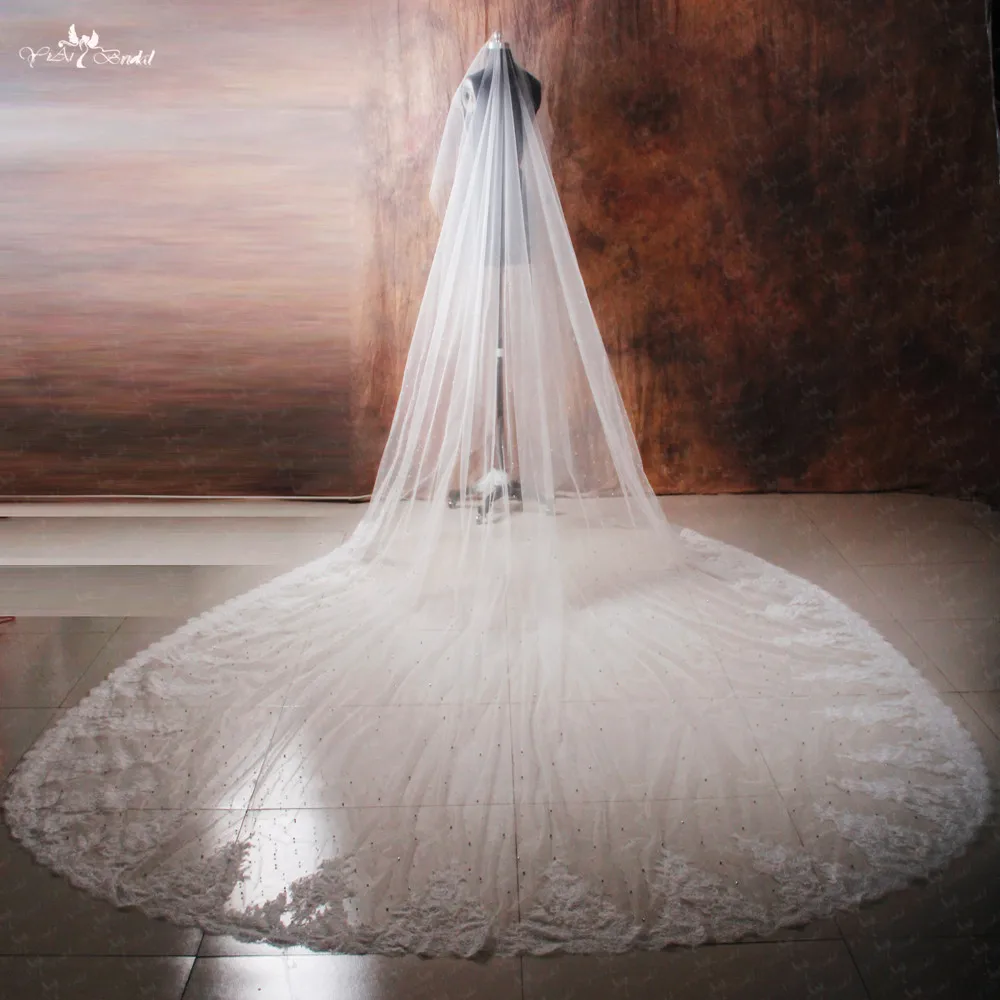 RSV30 4 М длинные Соборные Свадебные вуали с кристаллами