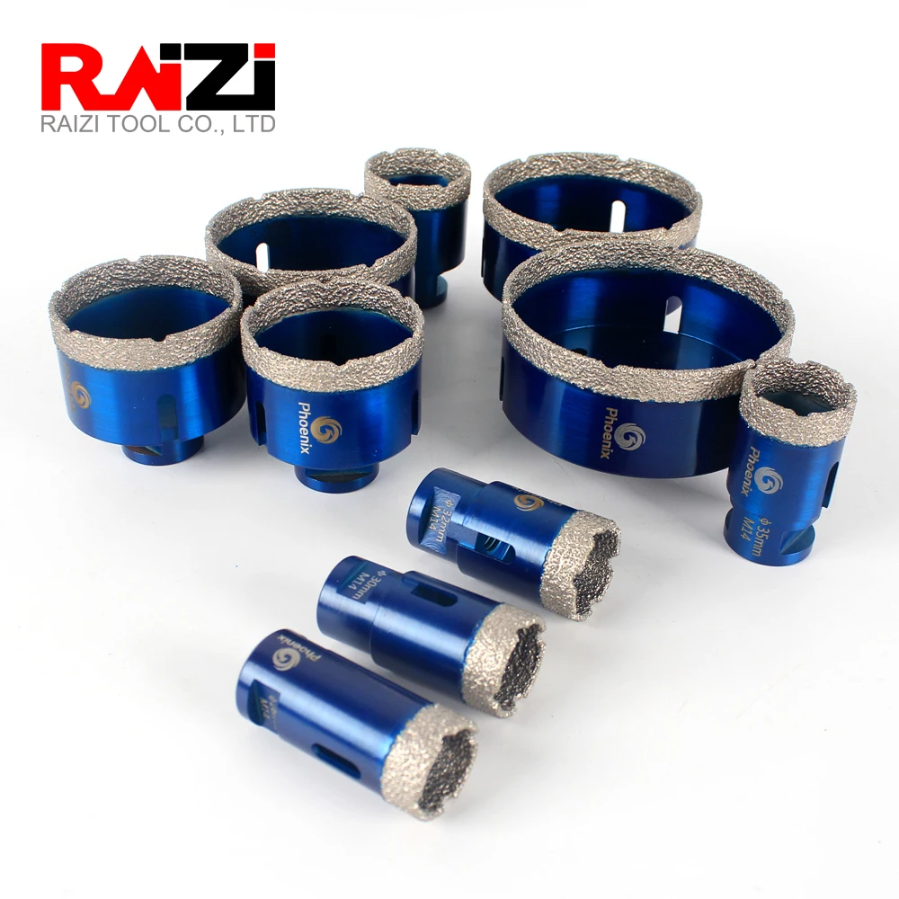 Raizi Dry Vacuum Brazed Diamond Core Hole Saw Drilling Bits For Porcelain Tile,Ceramic,Granite,Marble stone,Concrete.