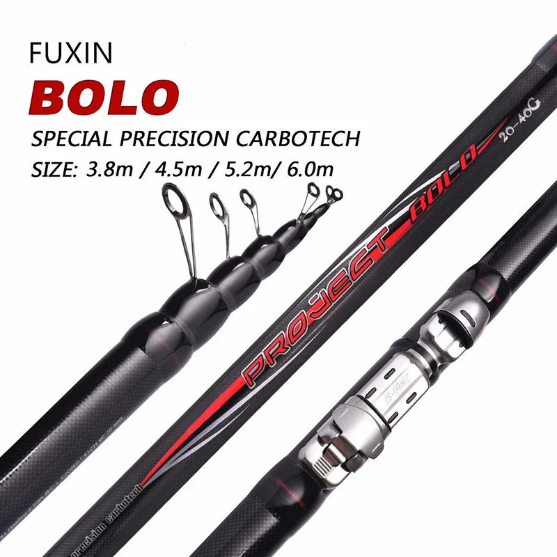 

Fuxin 99% Carbon Fiber Fishing Rod Telescopic Spinning Short Sea Rod Travel Lightweight Port Black Fishing Rod 3.8-6m 90cm