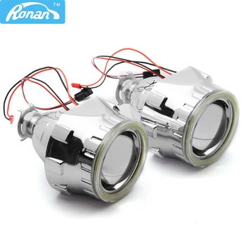 

2.5 Bi-xenon Projector Lenses headlight for Motorcycle retrofit with DRL COB Angel eyes