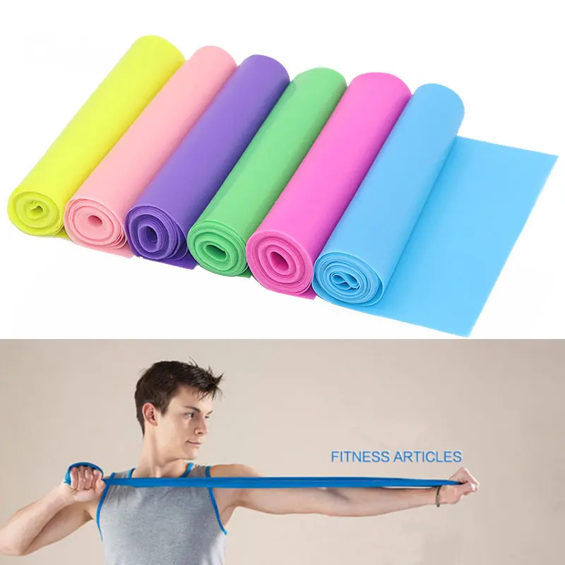 

1.5 m Elastic Yoga Pilates Rubber Stretch Exercise Band Arm Back Leg Fitness thickness 0.35mm resistance band Free Shipping