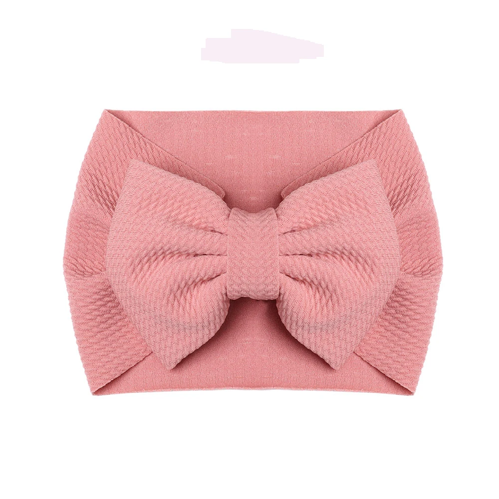 

2019 New Arrival Turban Popular 5'' Big Hair Bow Headband For Girls Headwrap Textured Fabric Elastic Kids DIY Hair Accessories