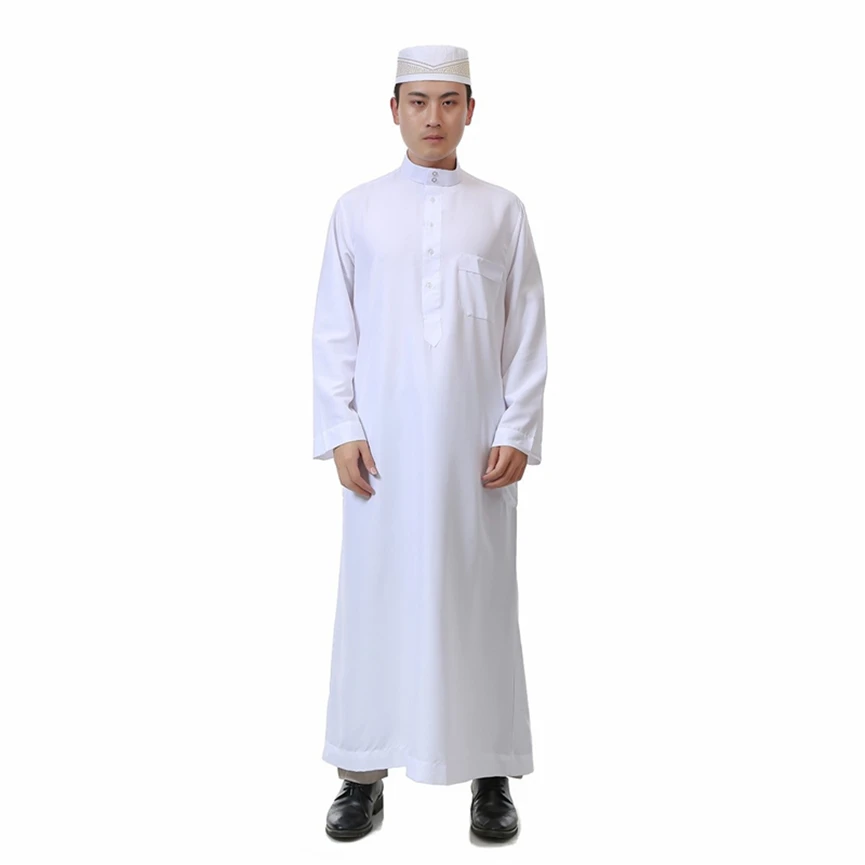 Арабская Мужская мусульманская одежда для мужчин, Саудовская Аравия, джубба тюбэ абайя ИД, традиционные однотонные халаты, Алла Салам, Арабская одежда 52-62